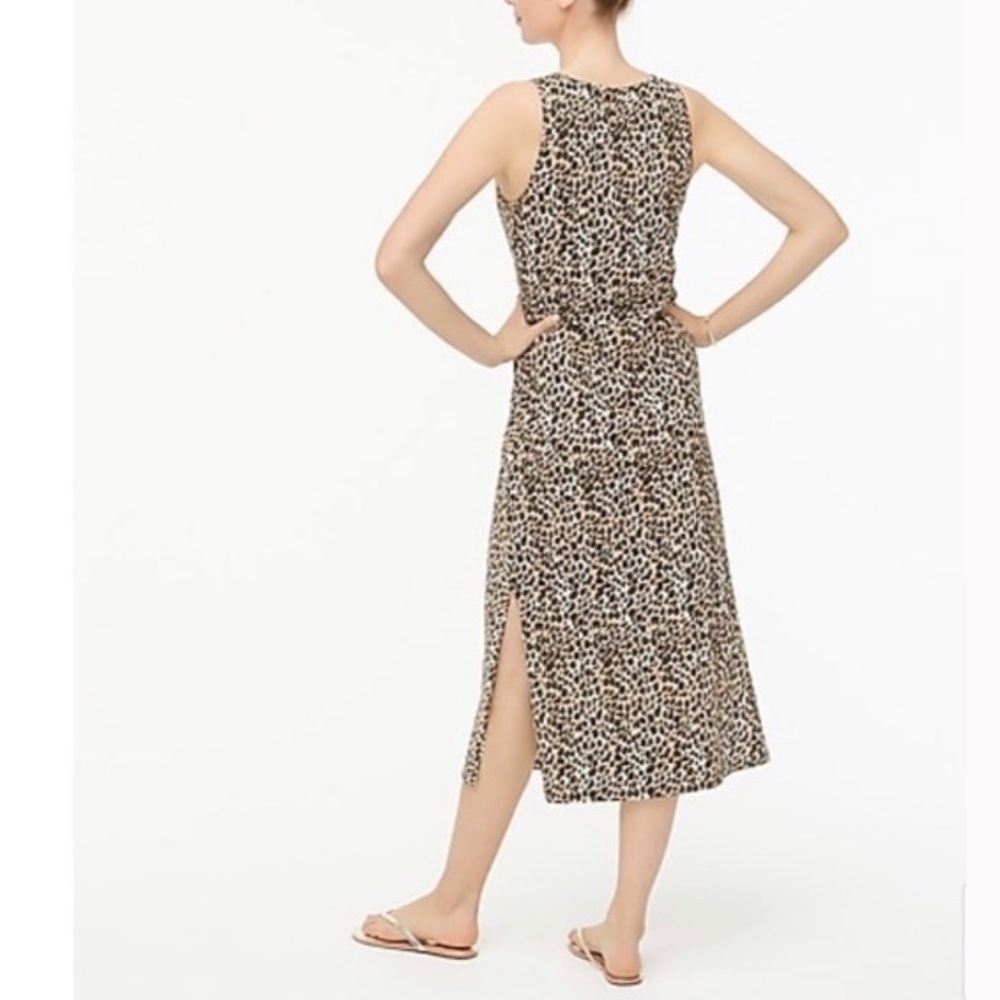 J.Crew Leopard Print Midi Dress XXS Sleeveless Cotton Fitted Casual Summer Dress - Picture 3 of 9